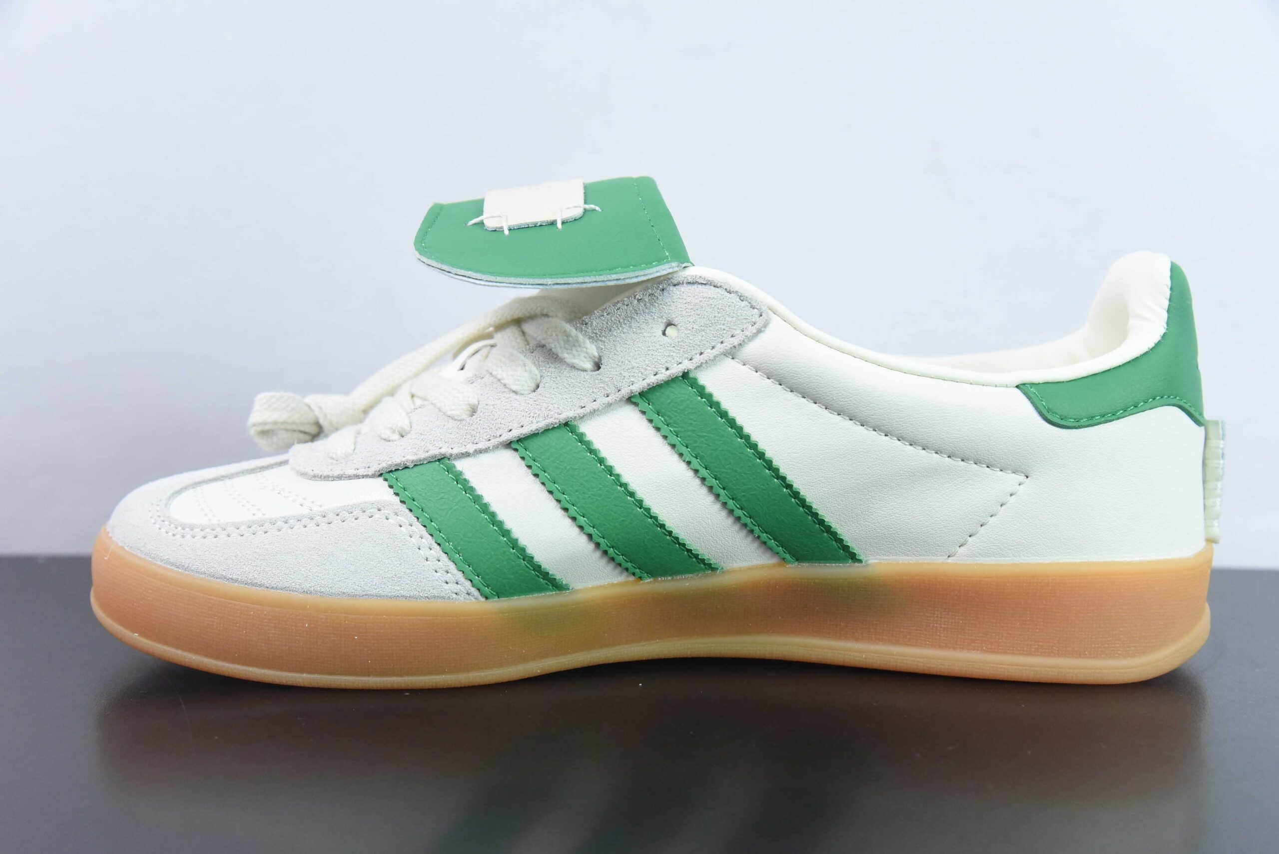 阿迪达斯Adidas GAZELLE INDOOR三叶草白绿生胶德训运动板鞋纯原版本 货号：ID3518