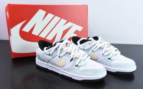 耐克Nike SB Dunk Low 达芬奇星黎闪翼黑白灰SB低帮休闲滑板鞋纯原版本 货号：CW1590-100