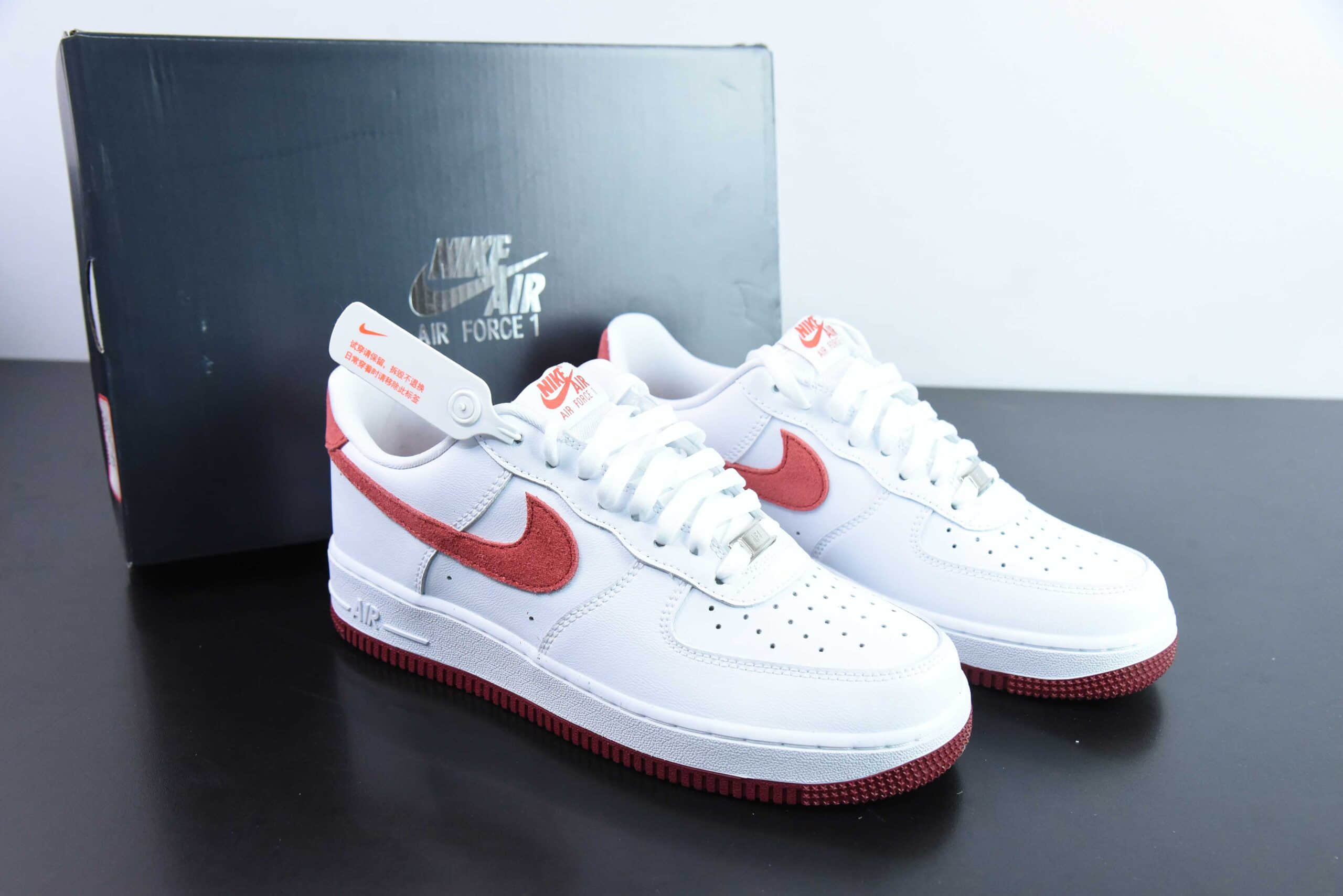耐克Nike Air Force 1 Low 07 白红翻毛勾空军一号低帮休闲板鞋纯原版本 货号：FQ7626-100