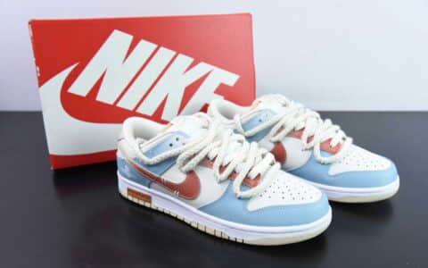 耐克Nike Dunk Low 复古海岸蓝白棕街头经典百搭 SB绑带低帮休闲板鞋纯原版本 货号：DV0831-003