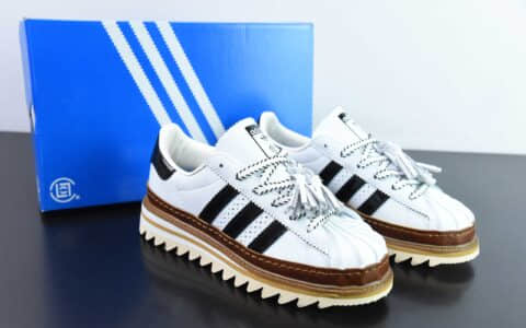 阿迪达斯Adidas CLOT x Adidas Originals SuperstarWhite Black陈冠希联名白黑流苏贝壳头锯齿底系列低帮布洛克雕花百搭休闲运动鞋纯原版本 货号：IH3132