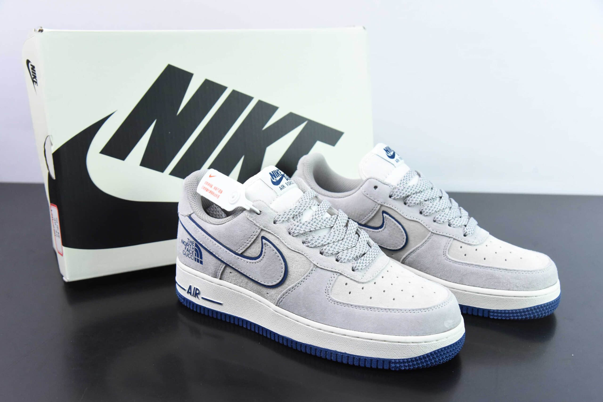 耐克NIke Air Force 1 '07 Low 北面联名米灰蓝猪八空军一号低帮休闲板鞋纯原版本 货号：HD9999-001