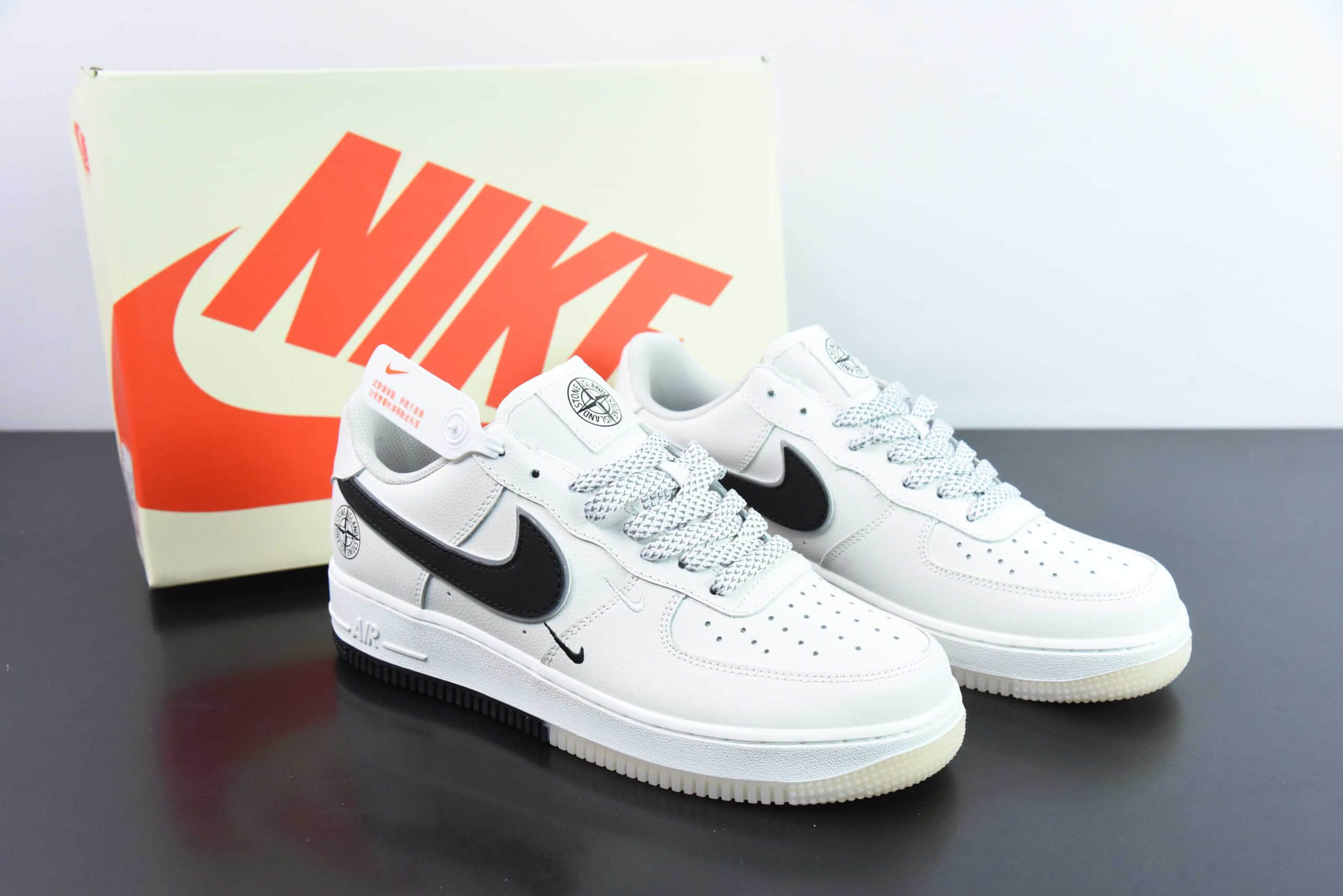 耐克Nike Air Force 1'07 Low 联名定制款黑白三勾空军一号低帮休闲板鞋纯原版本 货号：SL-240222