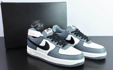 耐克Nike By You Air Force 1'07 Low拼接米白水泥灰黑空军一号低帮休闲板鞋纯原版本 货号：DD7798-216