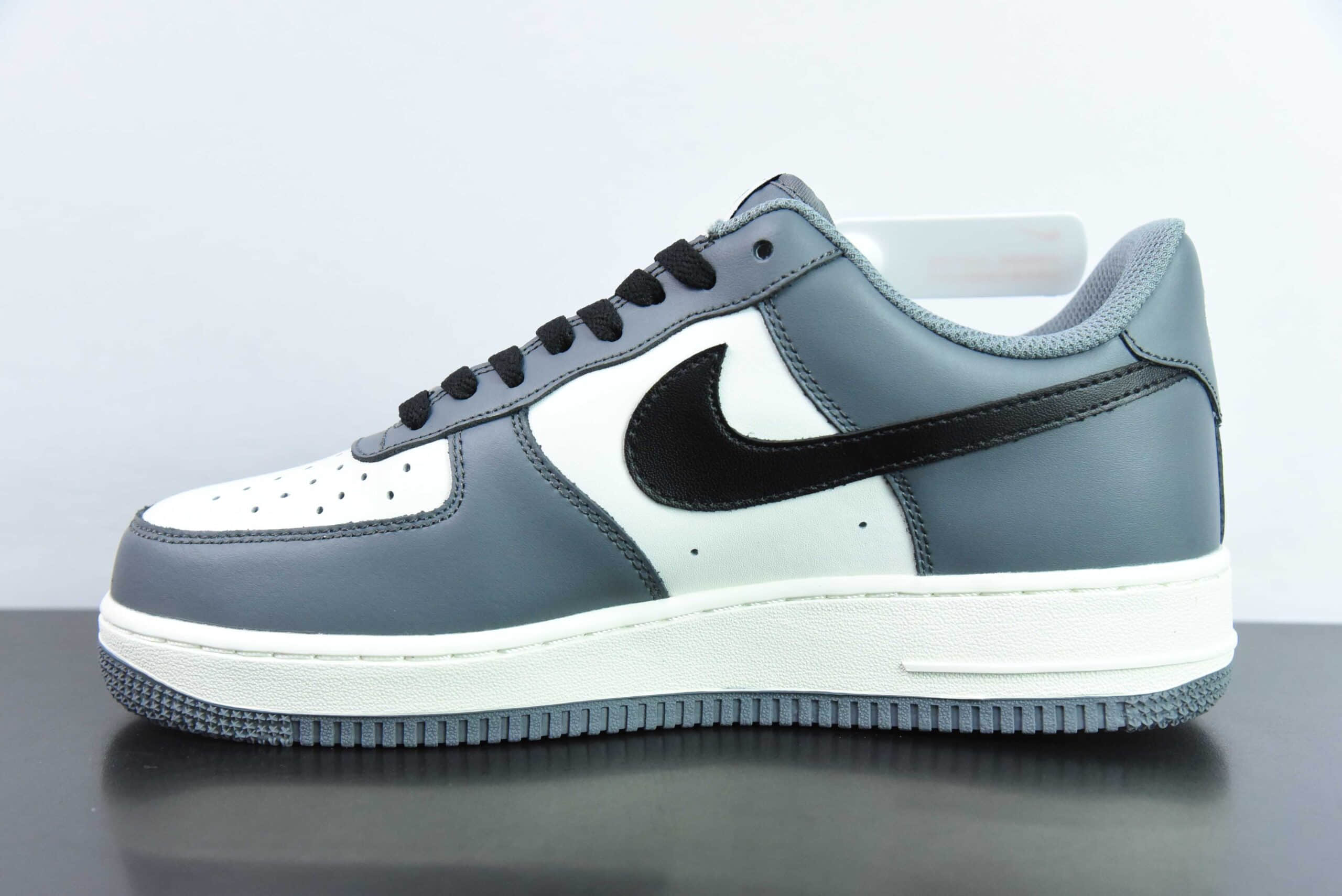 耐克Nike By You Air Force 1'07 Low拼接米白水泥灰黑空军一号低帮休闲板鞋纯原版本 货号：DD7798-216