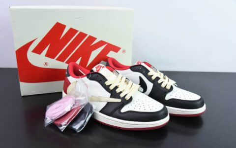 乔丹Air Jordan Travis Scott x Air Jordan AJ1 Low OG SP TS联名闪电黑红倒钩倒钩低帮文化百搭休闲运动篮球鞋纯原版本 货号：CQ4278-088