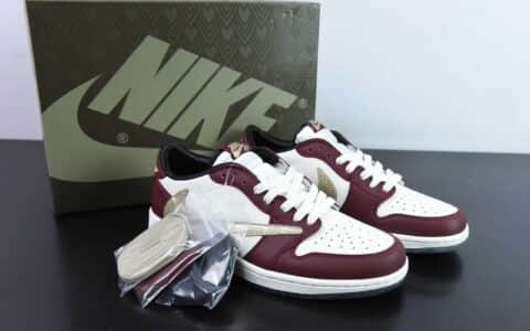 乔丹Air Jordan Travis Scott x Air Jordan 1 Low OG Reverse Mocha TS联名龙年限定红金倒钩低帮复古篮球鞋纯原版本 货号：FJ5735-100