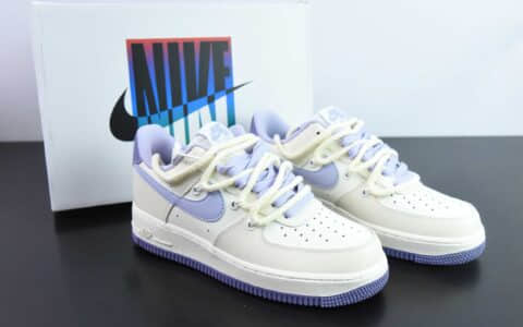 耐克Nike Air Force 1´07 Low白紫绑绳空军一号低帮百搭休闲运动板鞋纯原版本 货号：BD7701-022