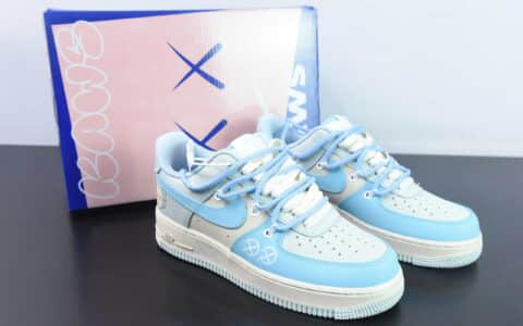 耐克Nike Air Force 1 Low kaws 白蓝拼接解构绑带空军一号低帮休闲板鞋纯原版本 货号：KS6869-777