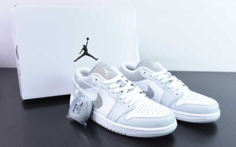 乔丹Air Jordan 1 Low AJ1灰白帆布低帮文化篮球鞋纯原版本 货号：553558-106