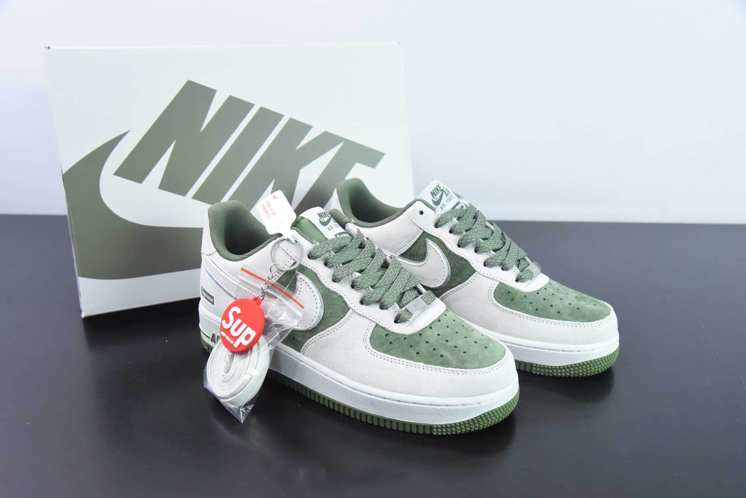 耐克Nike Air Force 1 AF1浅灰绿 SUP联名印花空军一号低帮休闲板鞋纯原版本 货号：ME2392-106