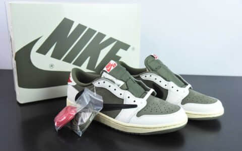 乔丹Travis Scott x Air Jordan AJ1 Low OG SP TS联名军绿倒钩7.0低帮复古文化篮球鞋纯原版本 货号：DM7866-200