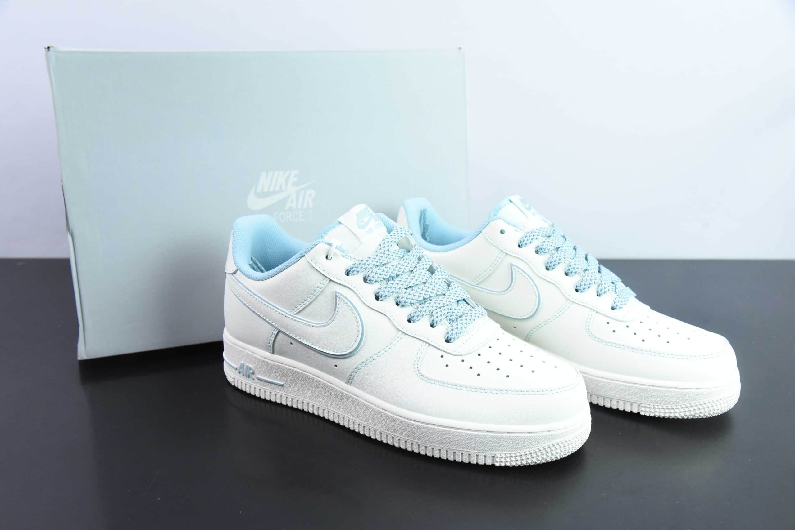 耐克Nike Air Force 1 Low '07缝线满天星冰蓝空军一号低帮休闲板鞋纯原版本 货号：TB5636-122