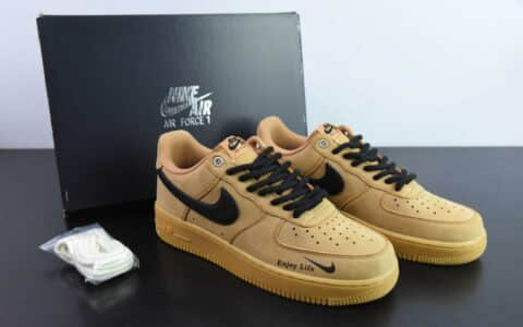 耐克Nike Air Force 1'07 Low 麦色黑勾子空军一号低帮板鞋纯原版本 货号：FZ7372-200