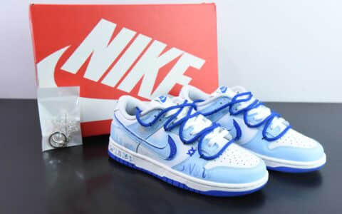 耐克Nike SB Dunk Low 凛冬冰雪清冷白蓝解构抽绳鞋带SB低帮休闲滑板鞋纯原版本 货号：DV0831-104