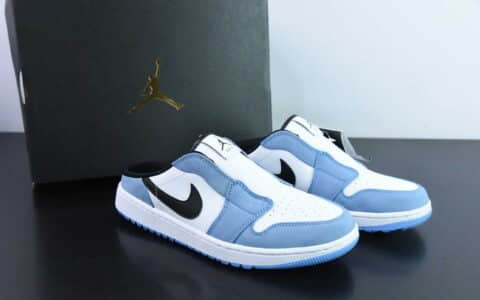 乔丹Air Jordan 1 Mule Golf University Blue AJ1北卡蓝高尔夫一脚蹬低帮休闲板鞋纯原版本 货号：FJ1214-400