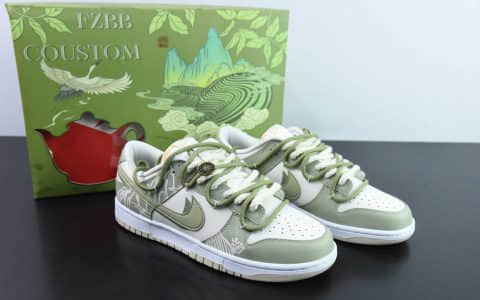 耐克Nike SB Dunk Low 国风宫廷龙井茶SB低帮休闲滑板鞋纯原版本 货号：DV0831-003