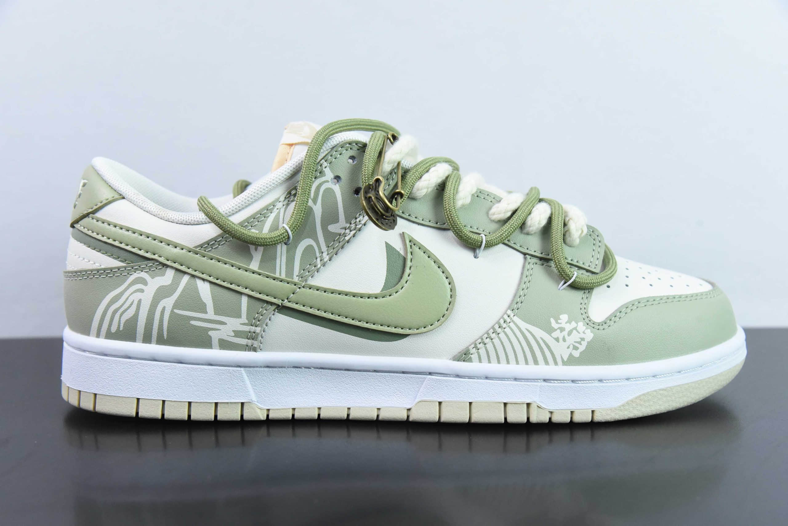 耐克Nike SB Dunk Low 国风宫廷龙井茶SB低帮休闲滑板鞋纯原版本 货号：DV0831-003