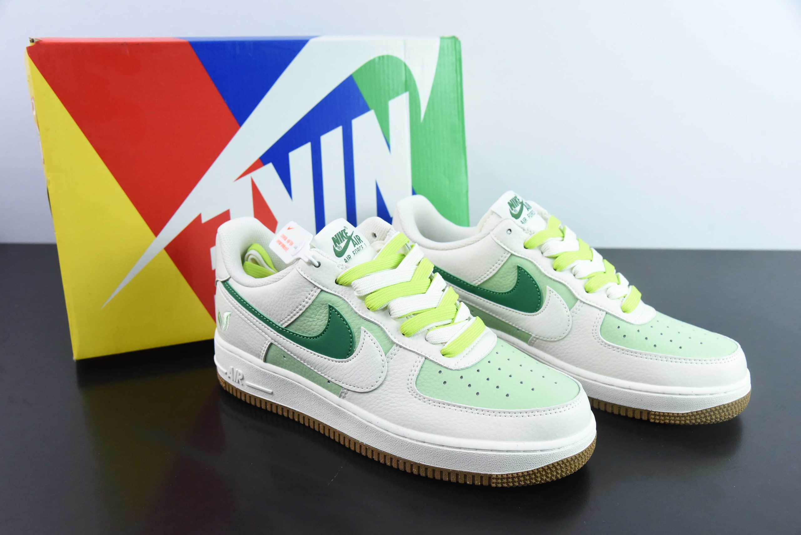 耐克Nike Air Force 1'07 Low 灰绿绿野仙踪双勾空军一号低帮休闲板鞋纯原版本 货号：CC2569-055