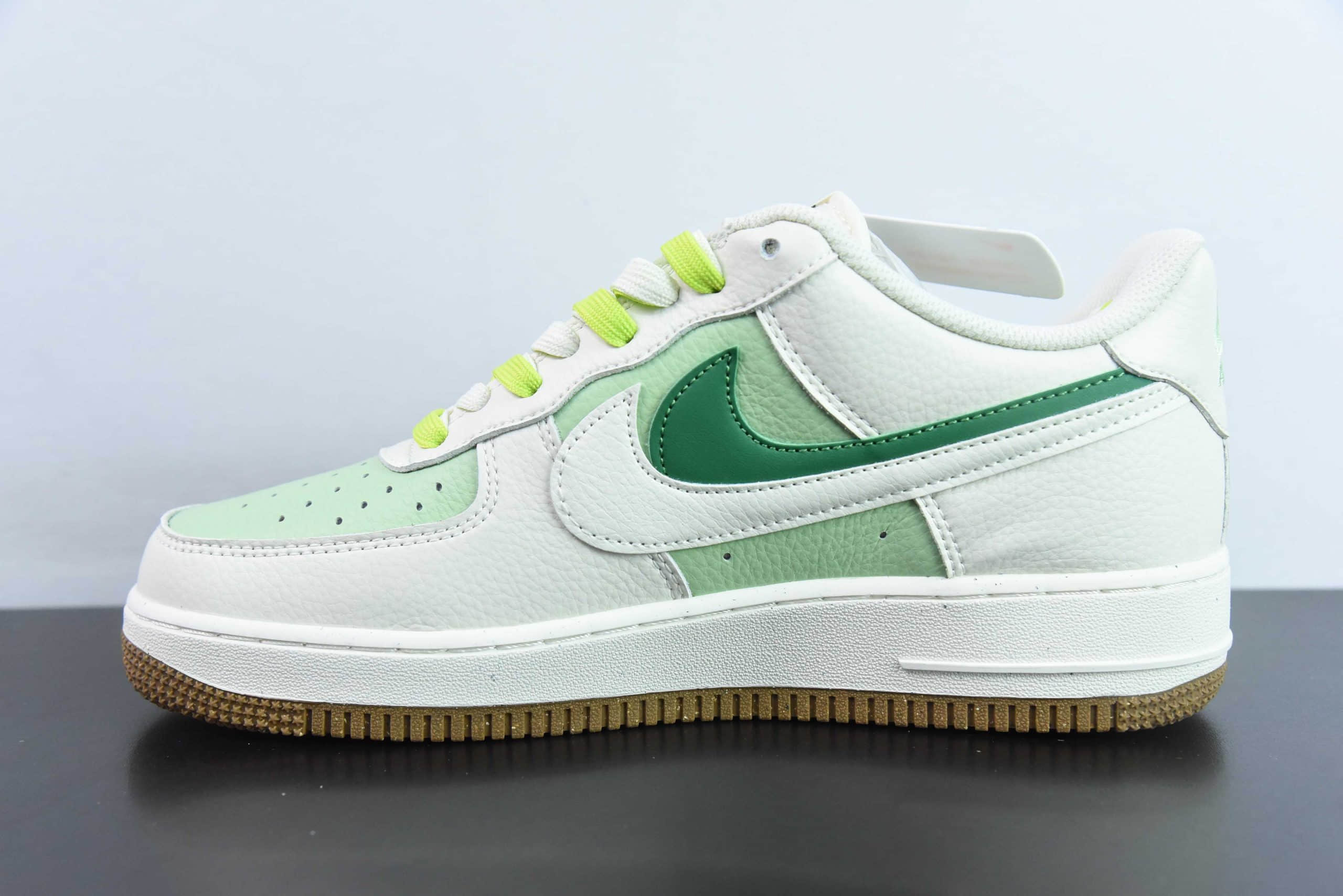 耐克Nike Air Force 1'07 Low 灰绿绿野仙踪双勾空军一号低帮休闲板鞋纯原版本 货号：CC2569-055