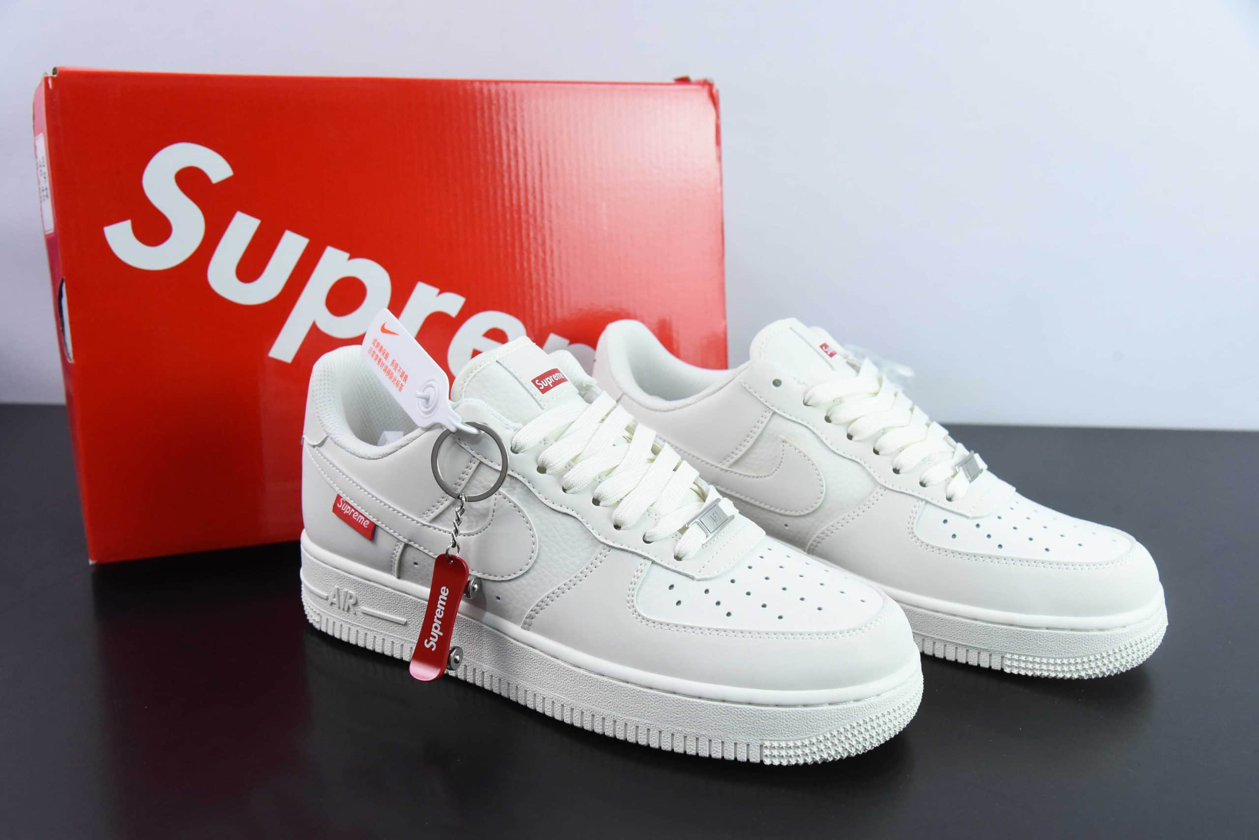 耐克NIke Air Force 1 '07 Low Supreme联名米白空军一号低帮休闲板鞋纯原版本 货号：HD1968-007