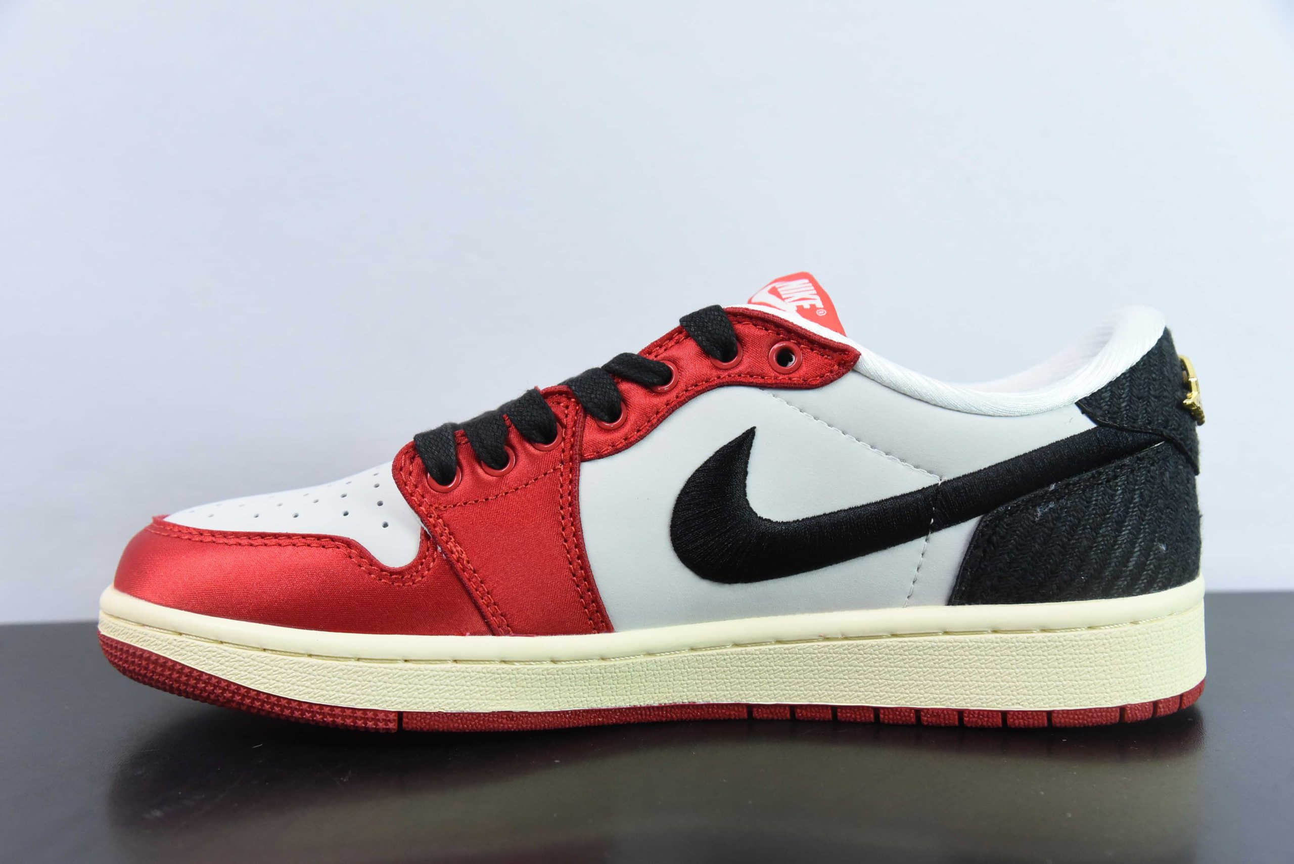 乔丹Air Jordan 1 Low 黑红丝绸脚趾AJ1低帮休闲板鞋纯原版本 货号：FN0432-100 