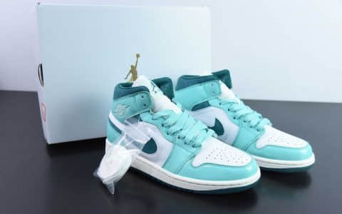 乔丹Air Jordan 1 Mid Bleached Turquoise AJ1冰薄荷绿中邦文化休闲板鞋纯原版本 货号：DZ3745-300