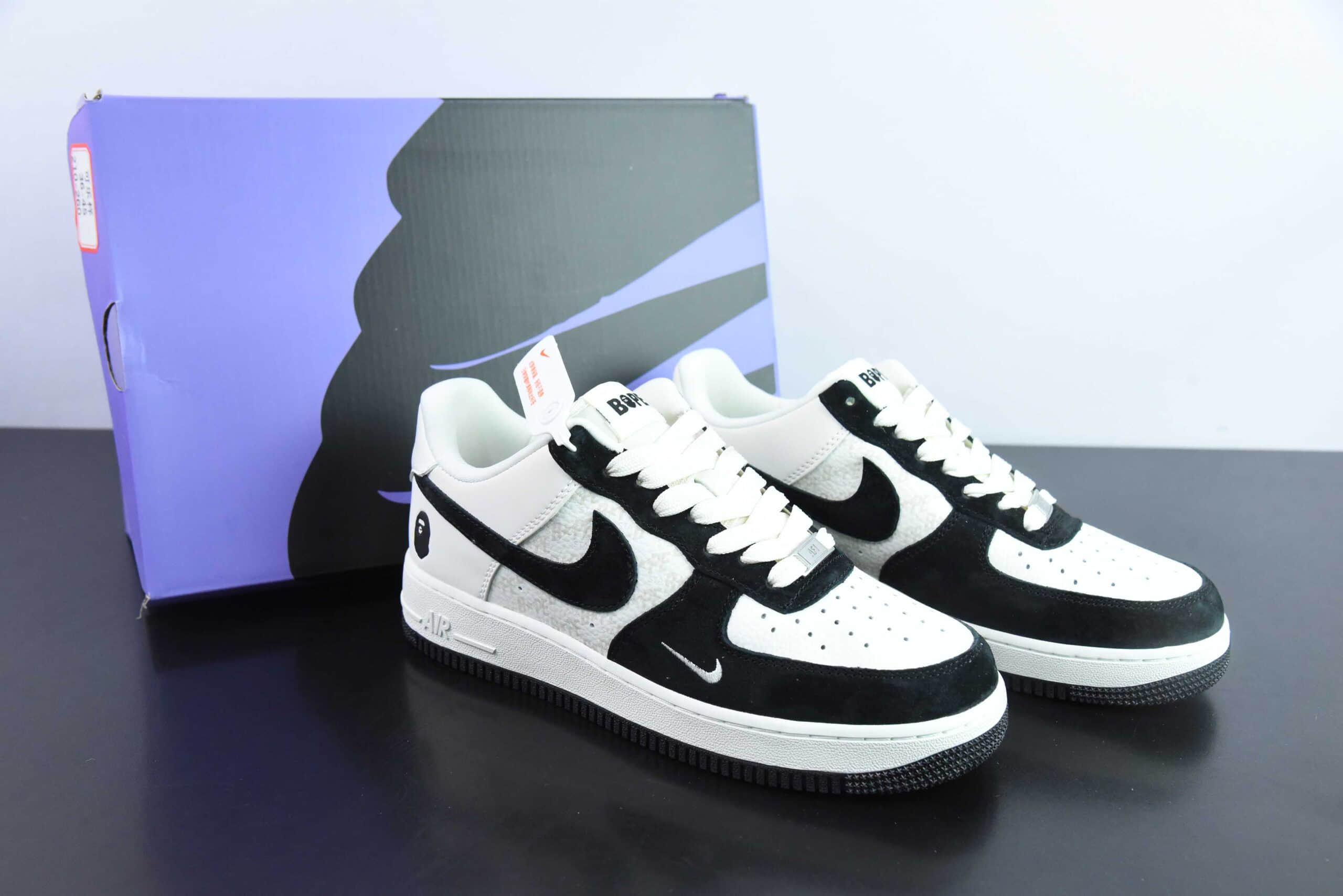 耐克Nike Air Force 1 AF1黑白猿人头印花空军一号低帮休闲板鞋纯原版本 货号：BA8806-845 