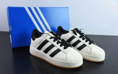 阿迪达斯Adidas Originals SUPERSTAR W米白黑厚底贝壳头休闲板鞋纯原版本 货号：ID5698