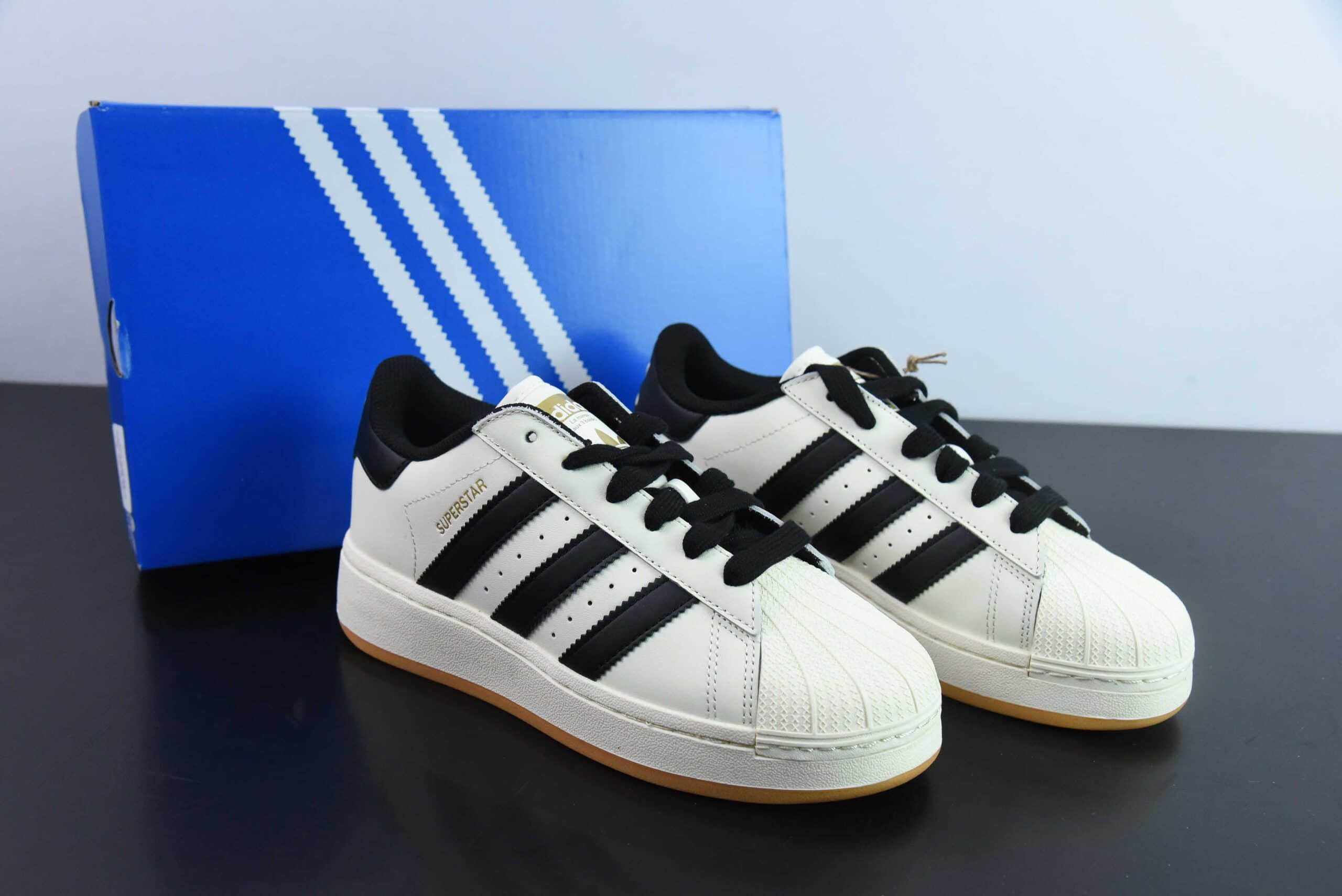 阿迪达斯Adidas Originals SUPERSTAR W米白黑厚底贝壳头休闲板鞋纯原版本 货号：ID5698