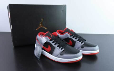 乔丹Air Jordan 1 Low AJ1黑灰红脚趾低帮休闲板鞋纯原版本 货号：553558-060