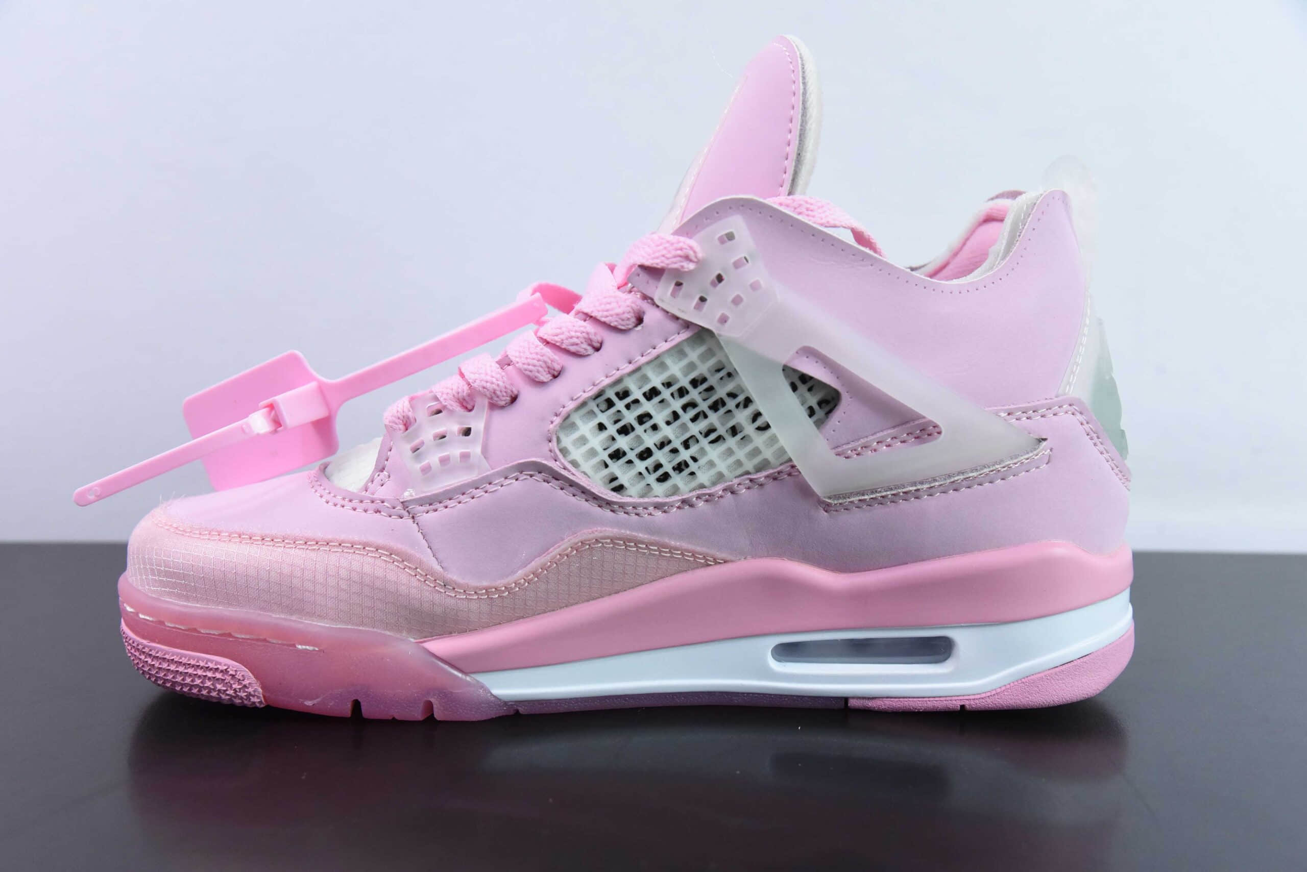 乔丹Off-White x Air Jordan AJ4 Retro OW粉色联名AJ4代中帮复古休闲运动文化篮球鞋纯原版本 货号：CV9388-105 