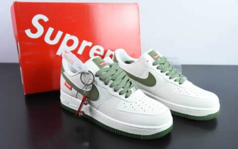 耐克Supreme x Nike Air Force 1'07 Low 米绿空军一号低帮休闲板鞋纯原版本 货号：HD1968-008