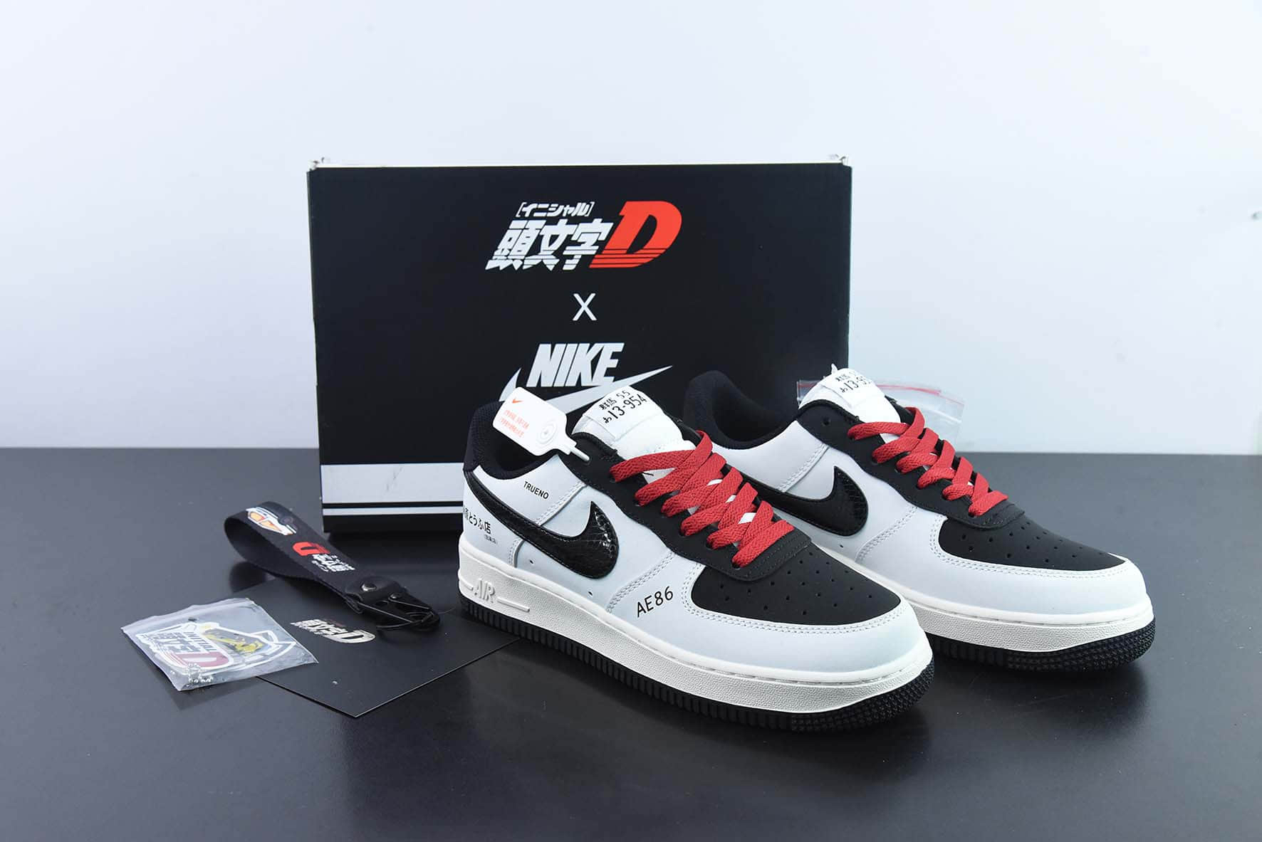 耐克Nike Air Force 1 Low 07白黑红藤原拓海绑绳空军一号低帮休闲板鞋纯原版本 货号：AE1686-668