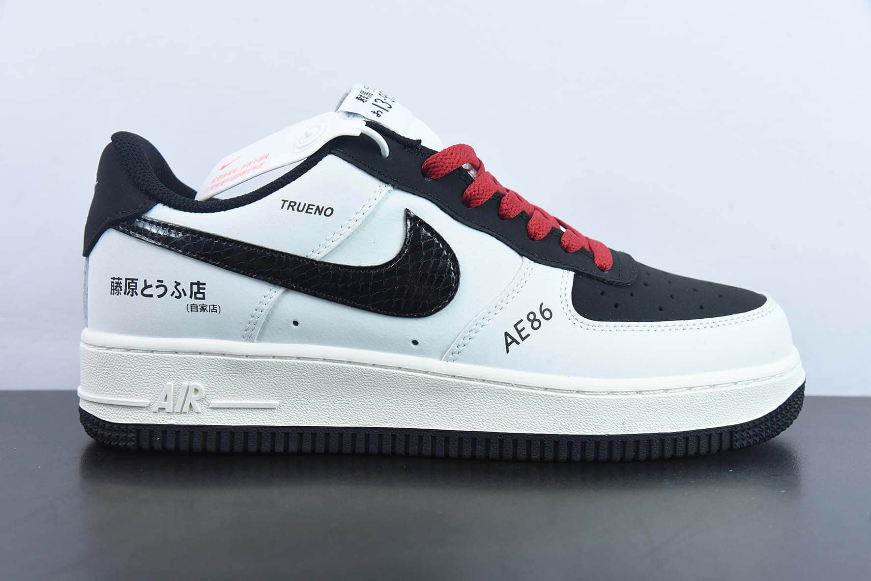 耐克Nike Air Force 1 Low 07白黑红藤原拓海绑绳空军一号低帮休闲板鞋纯原版本 货号：AE1686-668