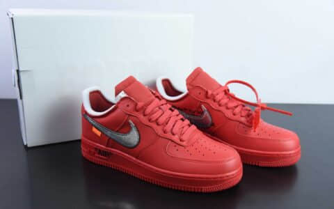 耐克Nike Off-White x NK Air Force 1 Red OW联名大红色艺术馆空军一号低帮休闲板鞋纯原版本 货号：AO4297-600