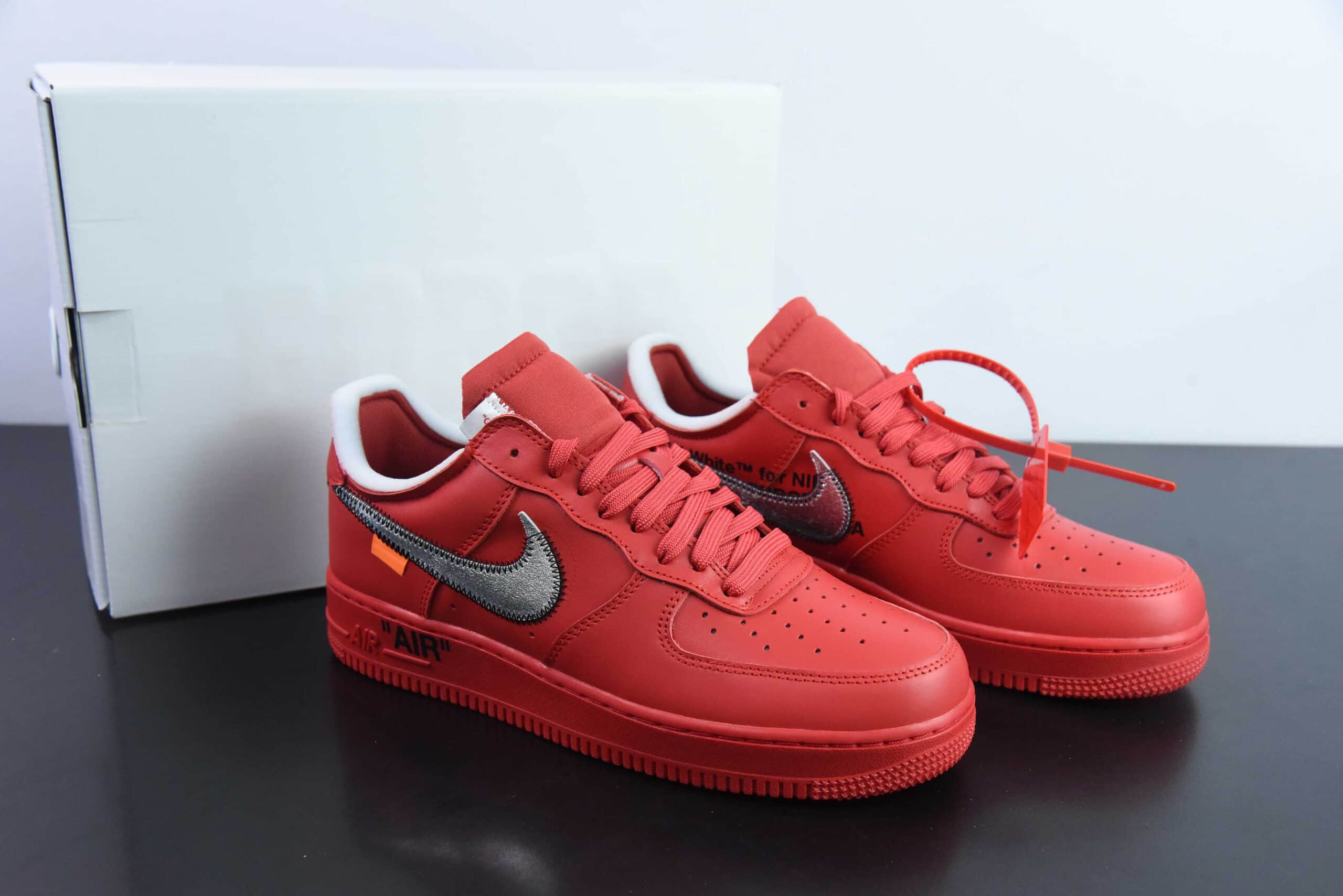 耐克Nike Off-White x NK Air Force 1 Red OW联名大红色艺术馆空军一号低帮休闲板鞋纯原版本 货号：AO4297-600