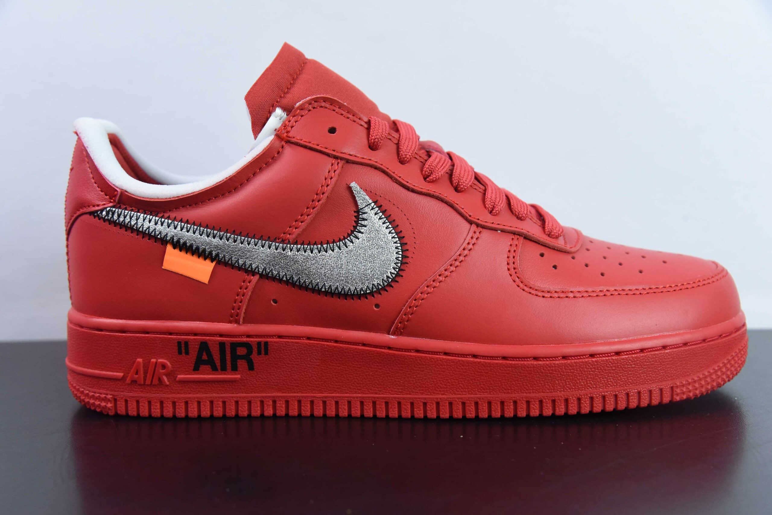 耐克Nike Off-White x NK Air Force 1 Red OW联名大红色艺术馆空军一号低帮休闲板鞋纯原版本 货号：AO4297-600