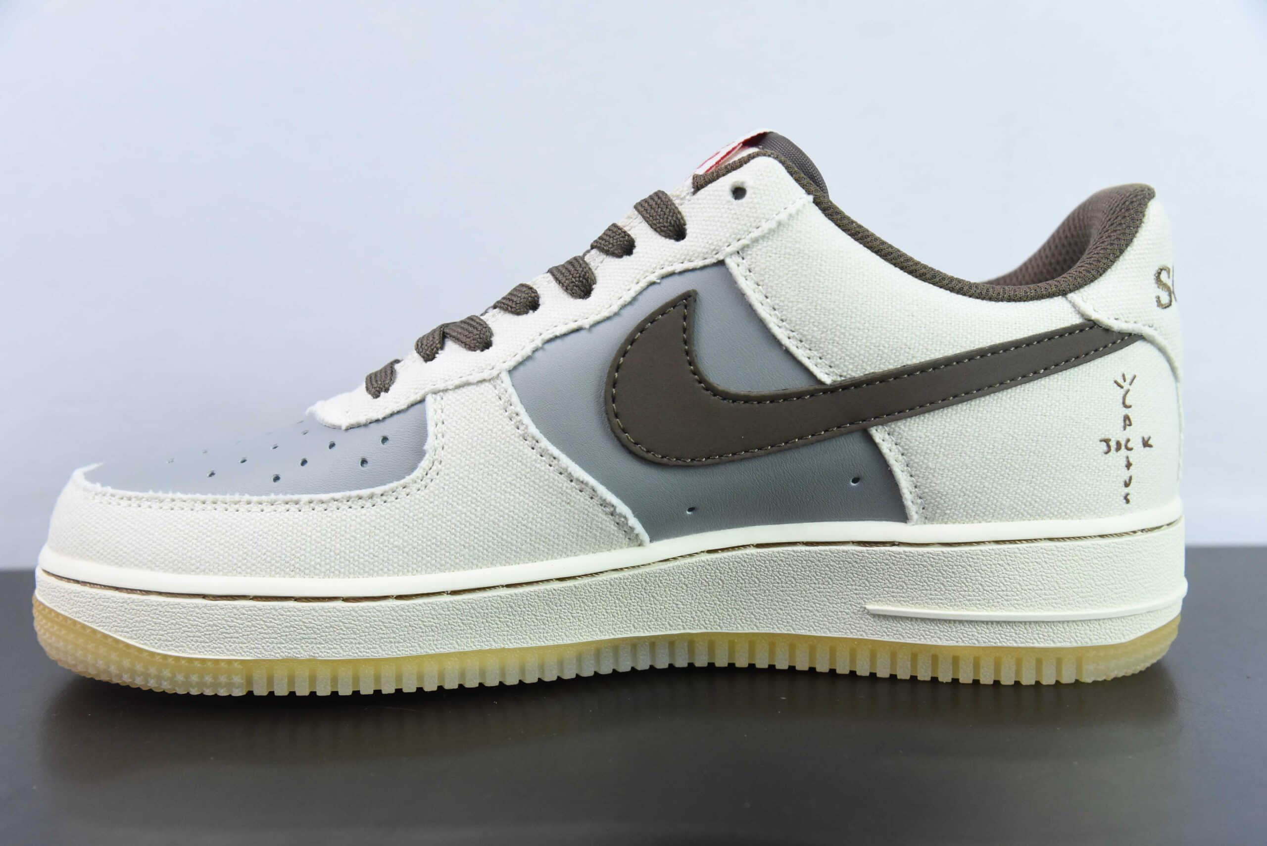 耐克Nike Travis Scott x Playstation x Nk Air Force 1'07 Low三方联名白蓝棕索尼倒钩反勾空军一号低帮板鞋纯原版本 货号：BQ5826-208