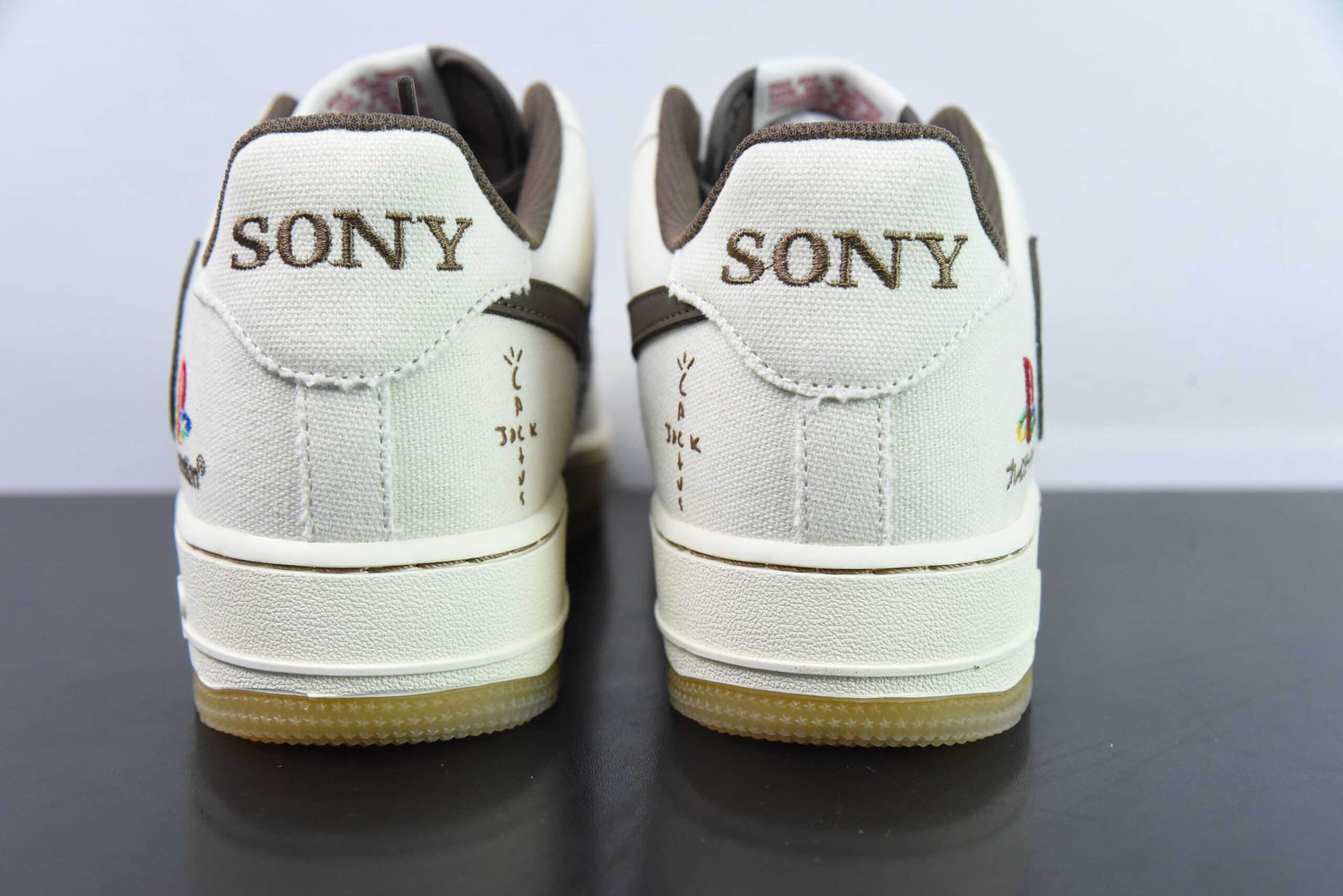 耐克Nike Travis Scott x Playstation x Nk Air Force 1'07 Low三方联名白蓝棕索尼倒钩反勾空军一号低帮板鞋纯原版本 货号：BQ5826-208