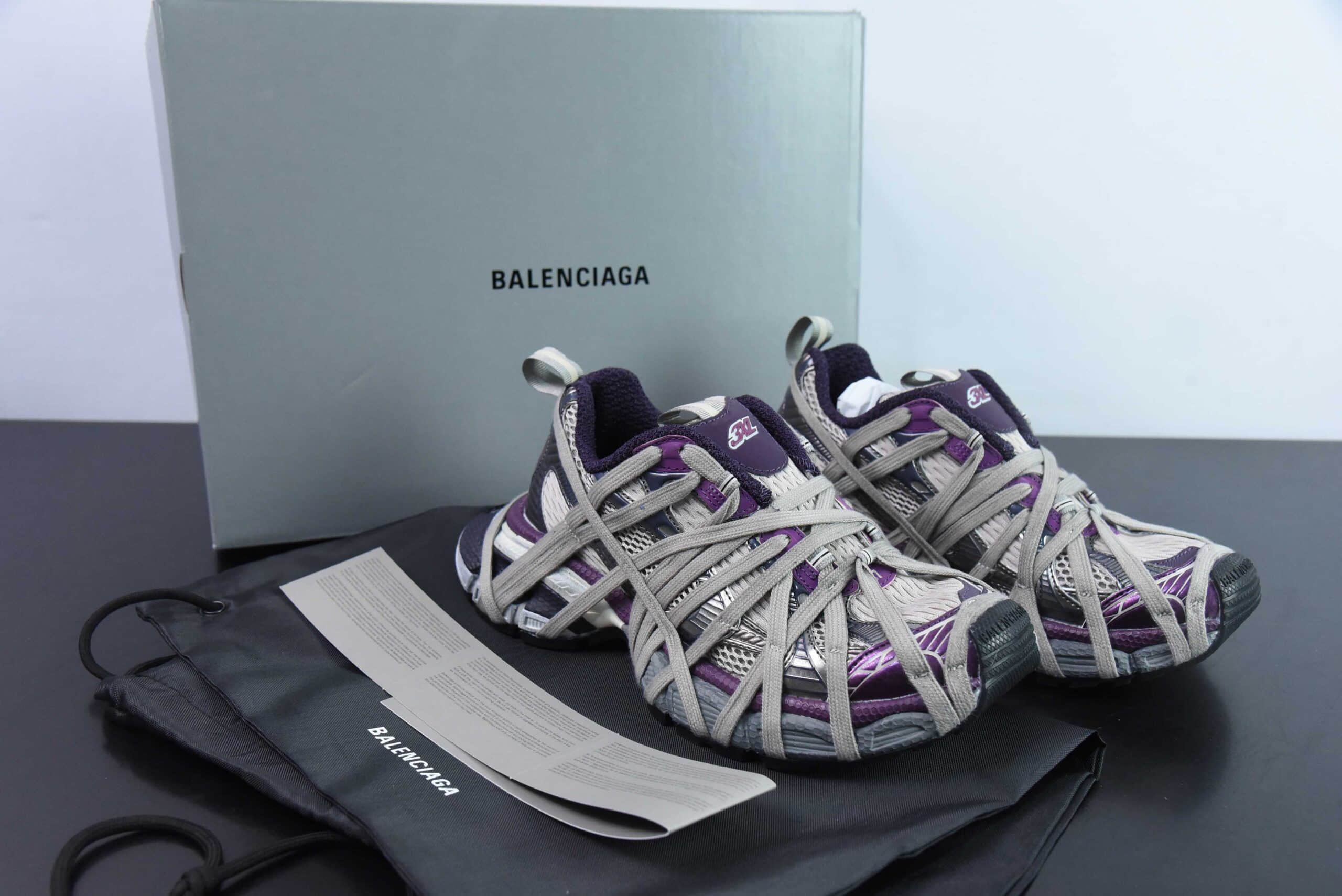 巴黎世家BALENCIAGA 3XL Sneakers 3+巴黎世家十代3XL深紫木乃伊复古老爹鞋纯原版本 货号：734731W3XL51269