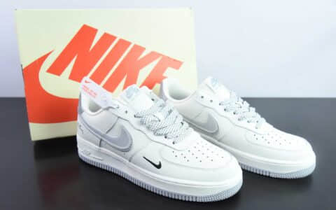 耐克Nike Air Force 1'07 Low 联名定制款白灰黑小勾空军一号低帮休闲板鞋纯原版本 货号：AC-639833