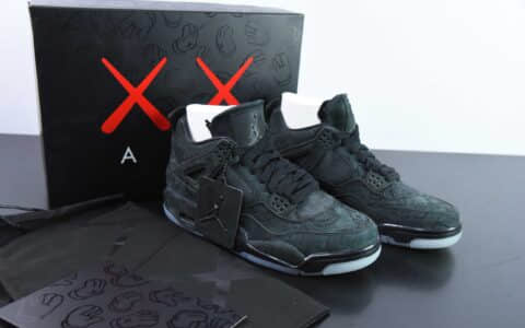 乔丹Air Jordan KAWS x Air Jordan AJ4 Black 涂鸦联名纯黑男子文化篮球鞋纯原版本 货号：930155-001