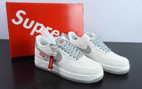 耐克Nike Supreme x Nk Air Force 1'07 Low Supreme联名米灰空军一号低帮休闲板鞋纯原版本 货号：HD1968-018