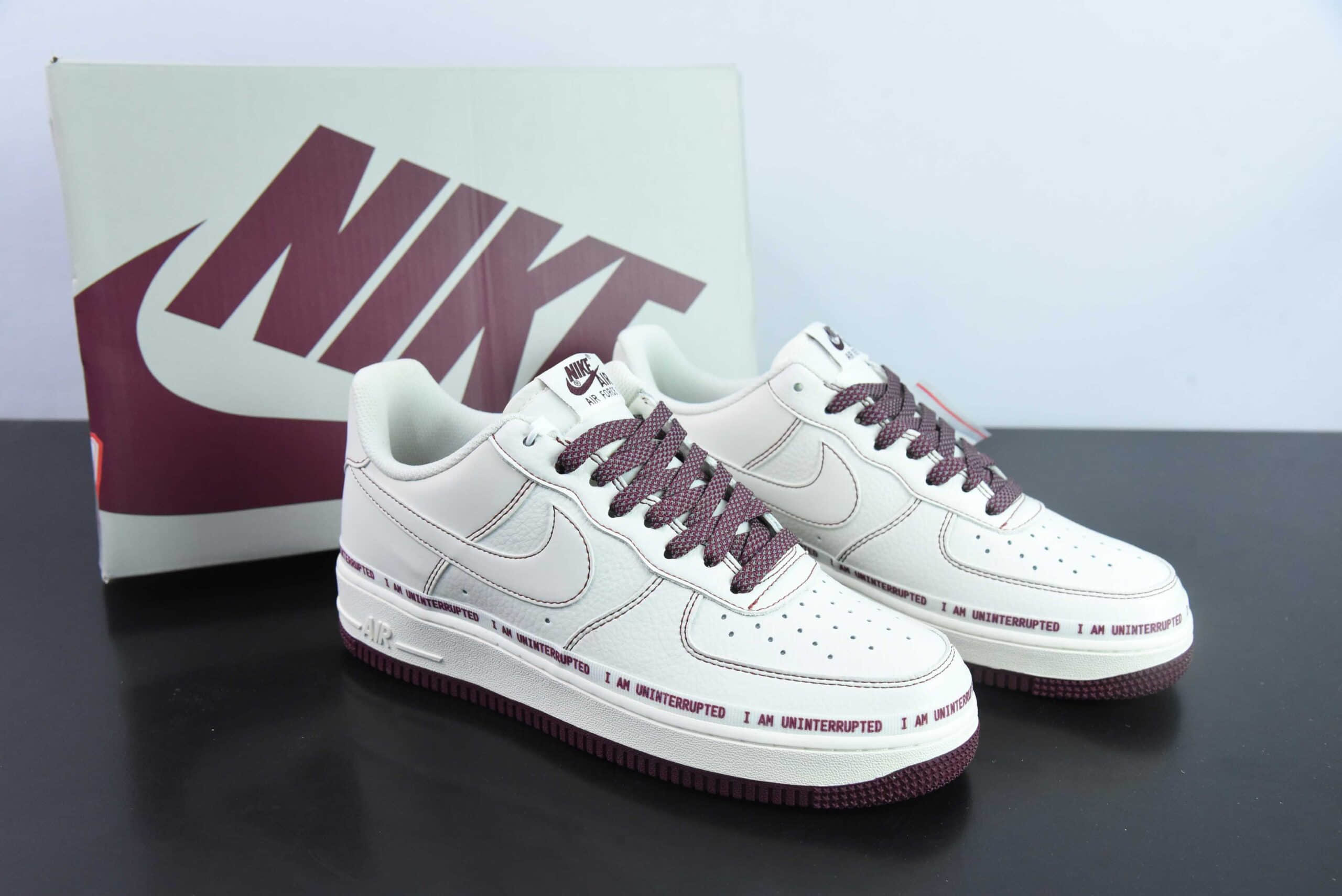 耐克Nike Uninterrupted x Nk Air Forece 1'07 Low MORE THAN 酒红签名涂鸦空军一号满天星低帮休闲板鞋纯原版本货号：HL6959-887