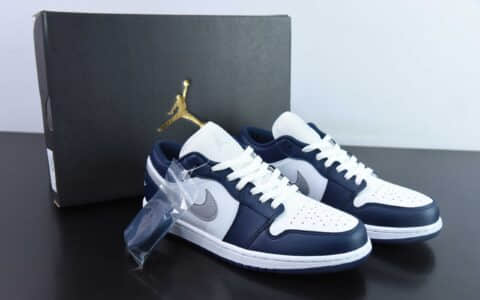 乔丹Air Jordan 1 Low AJ1白蓝灰低帮文化篮球鞋纯原版本 货号：553558-141