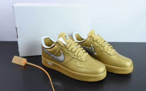 耐克Nike OFF WHITE ✘ Nike Air Force 1 Low 金色艺术馆空军低帮经典板鞋纯原版本 货号：AO4297-800