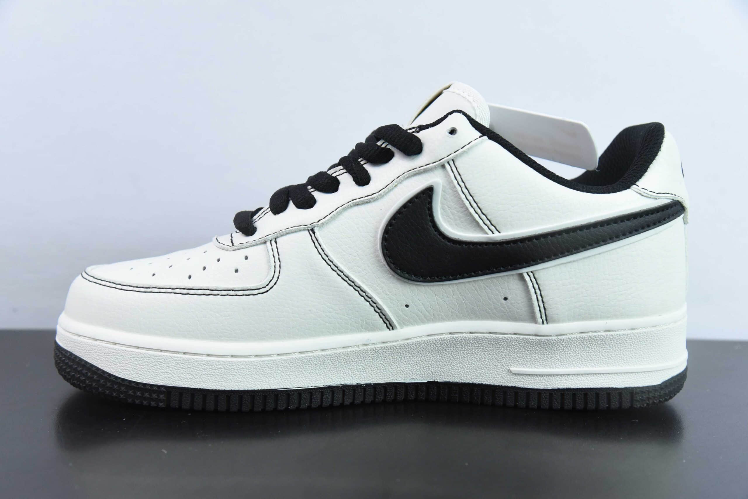 耐克Nike Air Force 1 Low 07 x Balenciaga 巴黎世家联名米白黑三钩空军一号低帮休闲板鞋纯原版本 货号：FR0538-090 