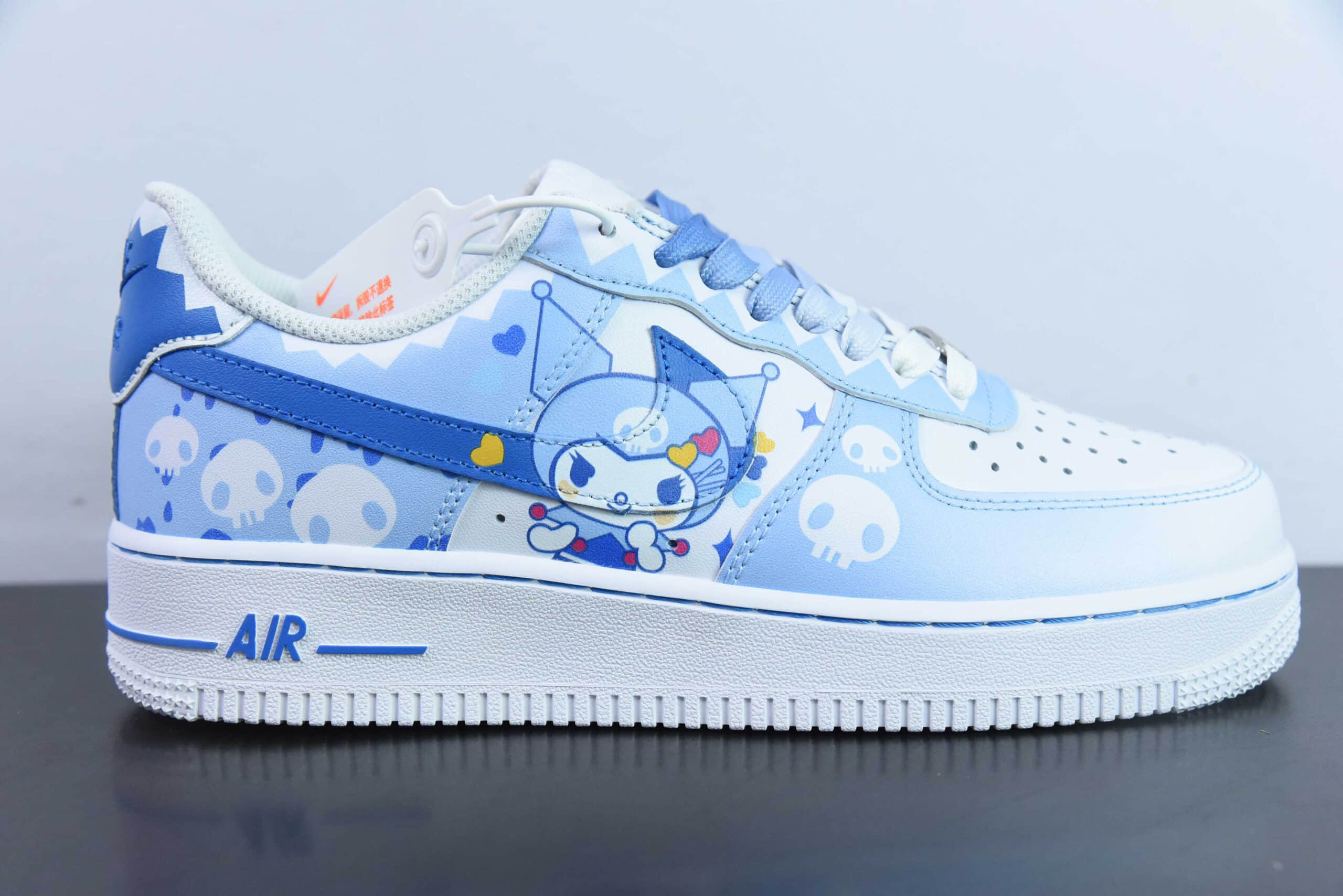 耐克Nike Doraemon x Nk Air Force 1'07 Low 小巫女联名款骷髅头渐变白蓝空军一号低帮休闲板鞋纯原版本 货号：CW2288-111