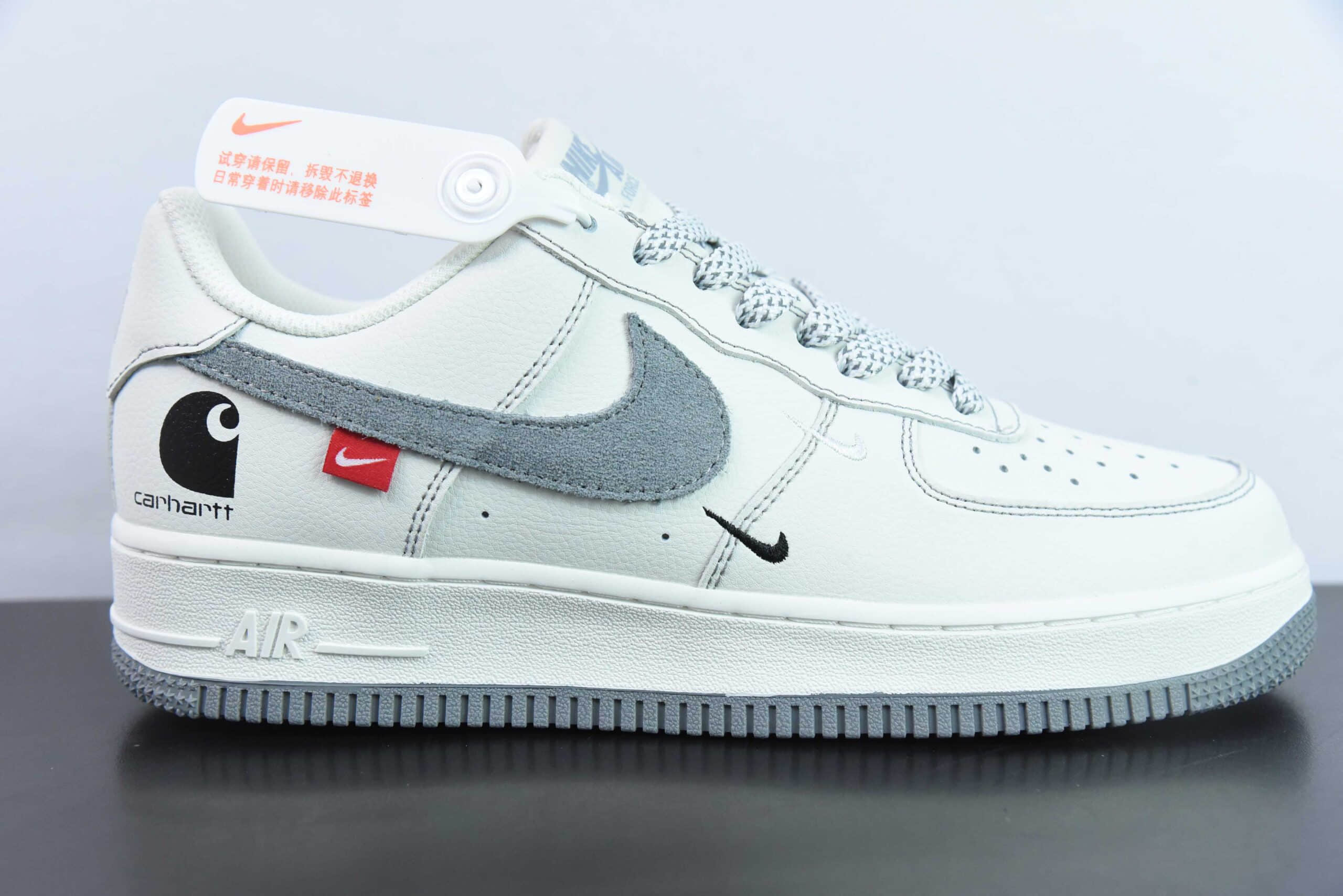 耐克Nike Air Force 1 Low 卡哈特白灰勾灰底空军一号低帮运动休闲板鞋纯原版本 货号：KH-769833 